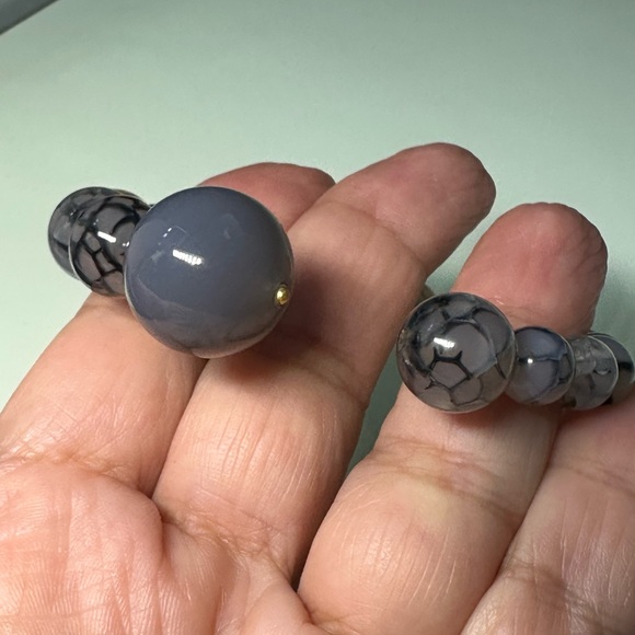 DRAGON VEINS + GREY AGATE  STONES BRACELET Size 6” up to 6.5” - Picture 8 of 12